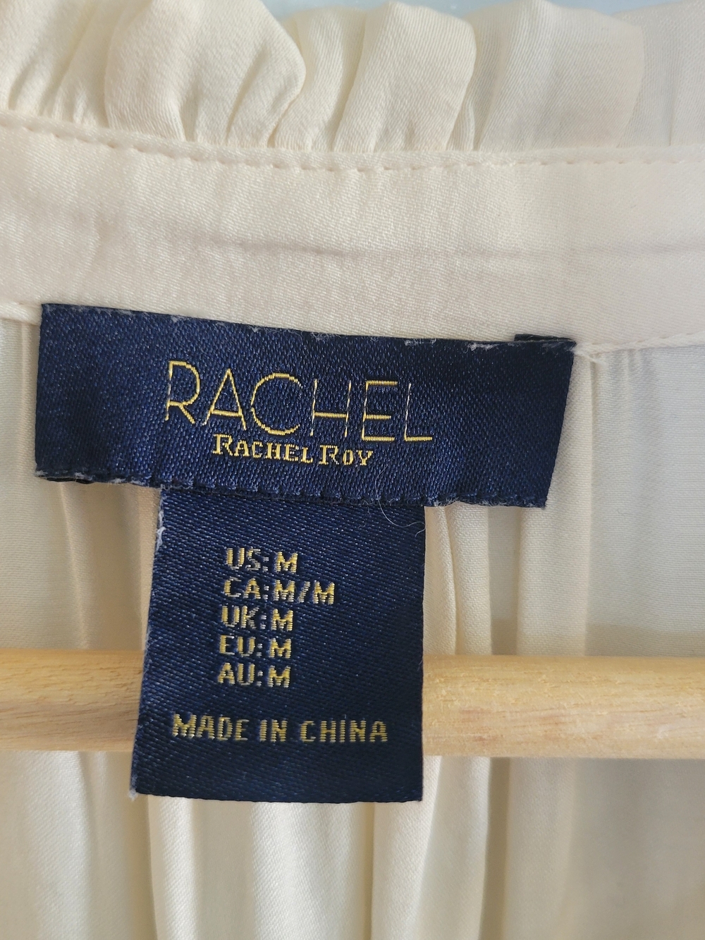 🎈SALE🎈EUC RACHEL Rachel Roy Tie-Neck Ruffle Sleeve Blouse Ivory SZ M Feminine - Picture 3 of 10